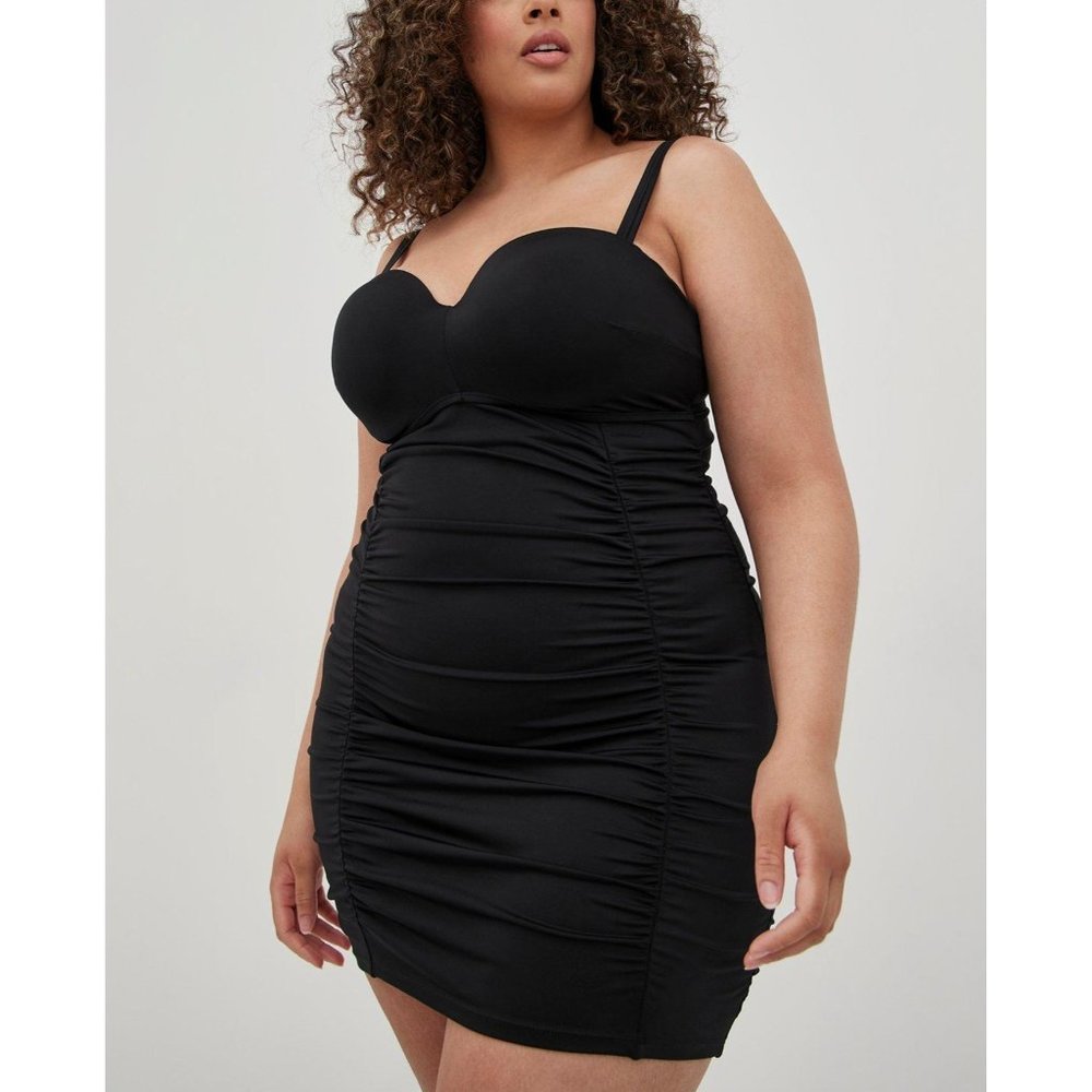 Torrid Black Ruched One-Piece Swimsuit